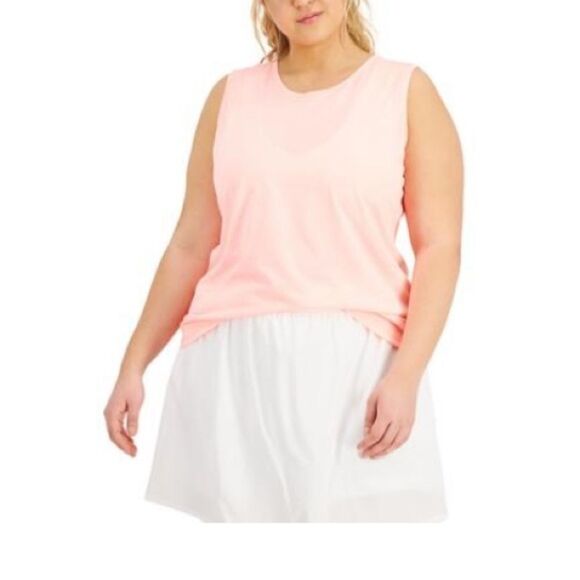 ID IDEOLOGY Women's Essentials Heathered Keyhole-Back Tank Top,spring tulip - Picture 3 of 8